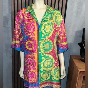•Fluo Barroco Print Silk Shirt